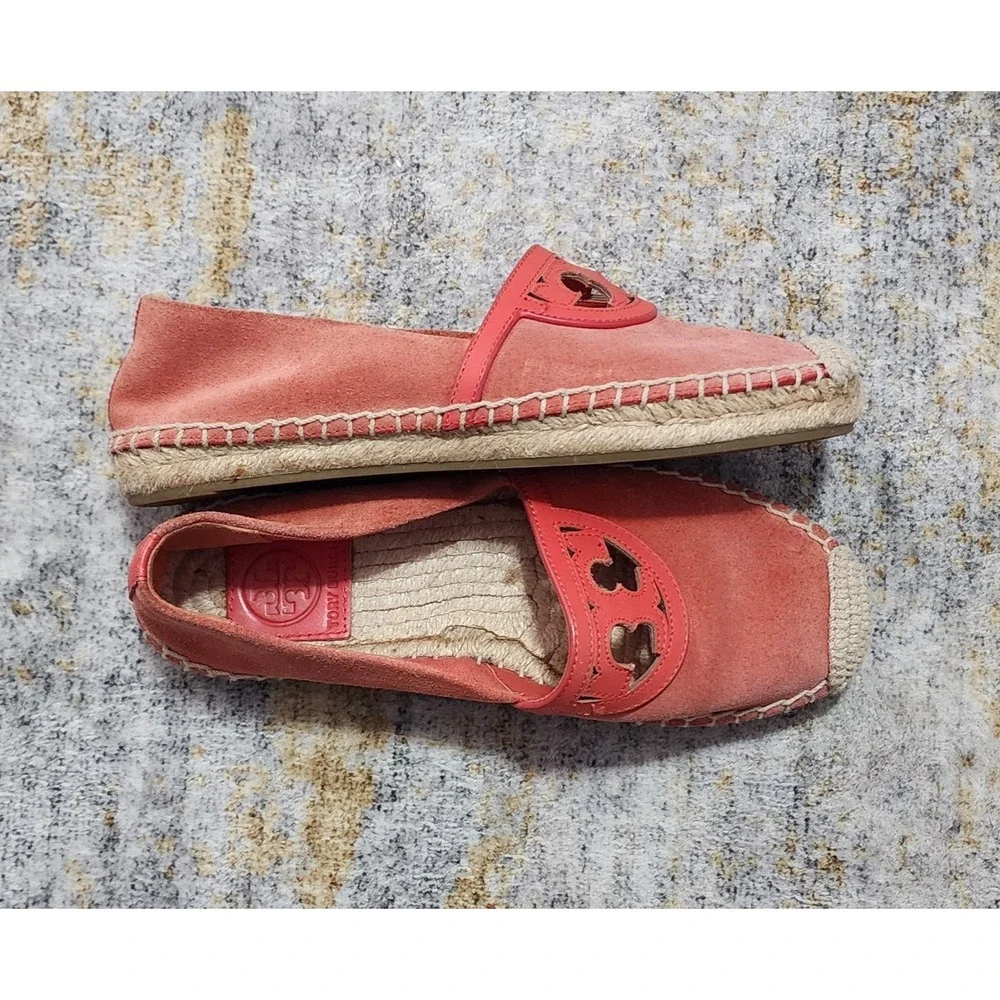 Tory Burch Women's Sidney Red Canyon Suede Espadrille Size 5